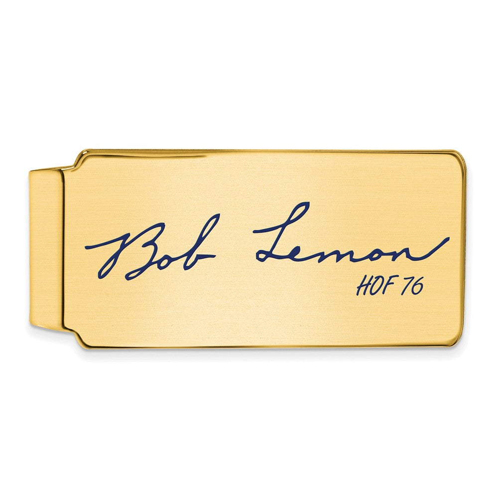 14K Gold Plated Silver Bob Lemon HOF Epoxy Signature Money Clip, Item M11628 by The Black Bow Jewelry Co.