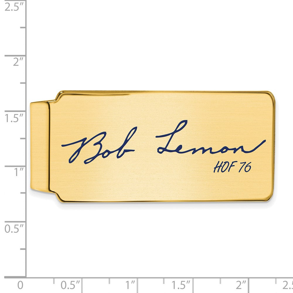 Alternate view of the 14K Gold Plated Silver Bob Lemon HOF Epoxy Signature Money Clip by The Black Bow Jewelry Co.
