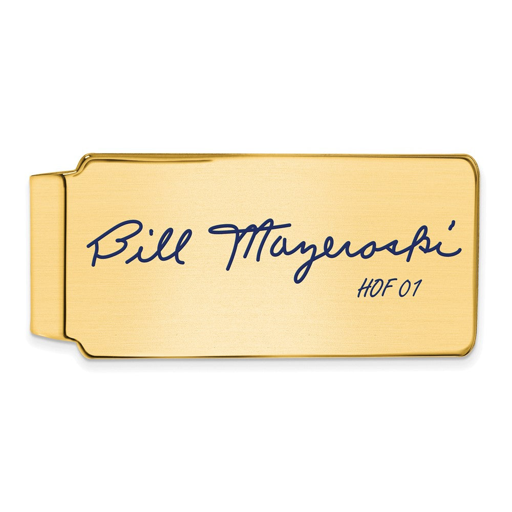 14K Gold Plated Silver Bill Mazeroski HOF Epoxy Signature Money Clip, Item M11629 by The Black Bow Jewelry Co.