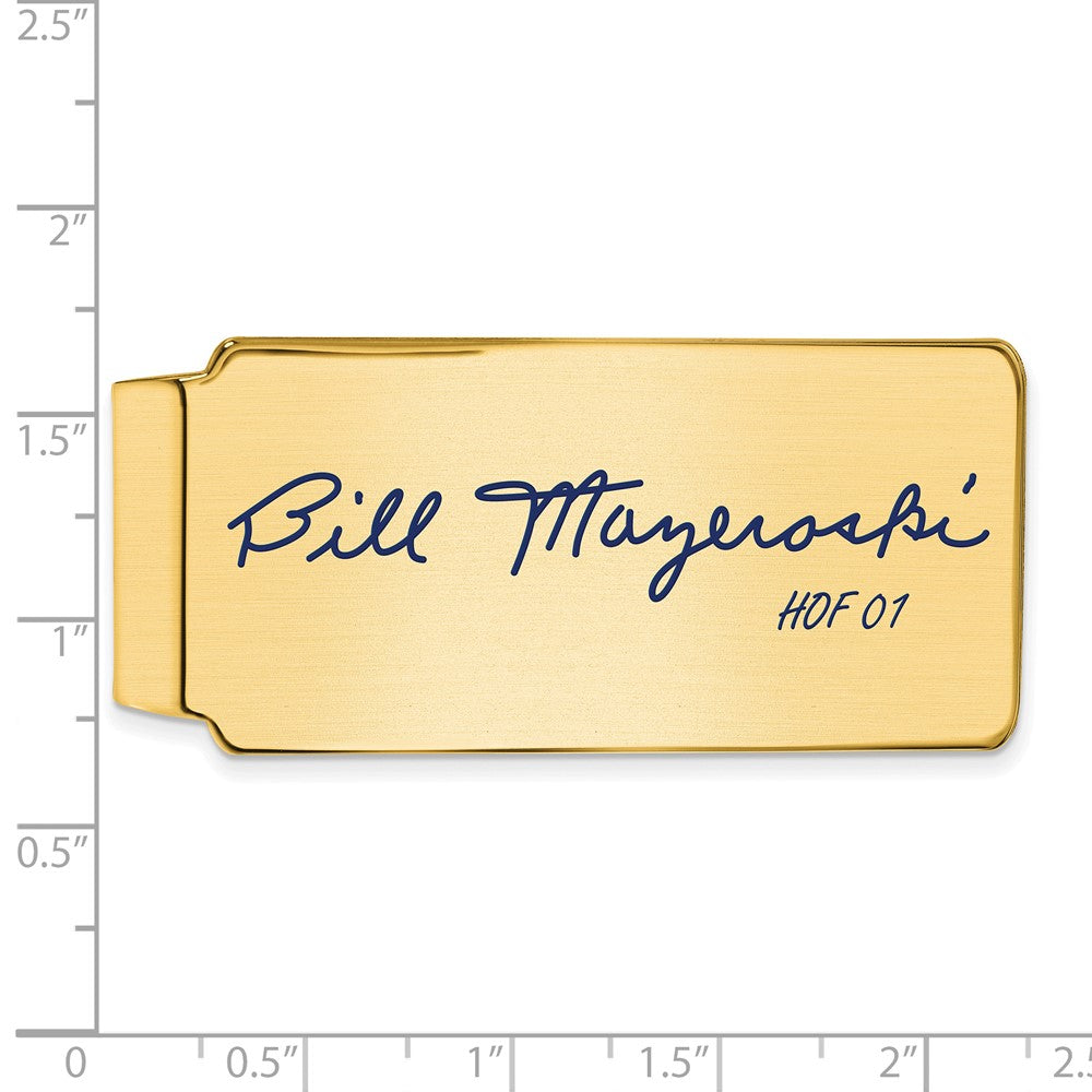 Alternate view of the 14K Gold Plated Silver Bill Mazeroski HOF Epoxy Signature Money Clip by The Black Bow Jewelry Co.