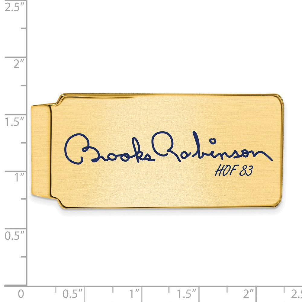 Alternate view of the 14K Gold Plated Silver Brooks Robinson HOF Epoxy Signature Money Clip by The Black Bow Jewelry Co.