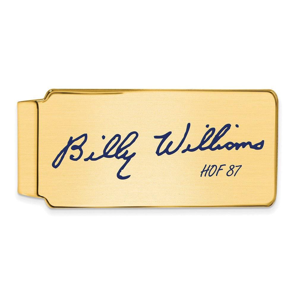 14K Gold Plated Silver Billy Williams HOF Epoxy Signature Money Clip, Item M11632 by The Black Bow Jewelry Co.