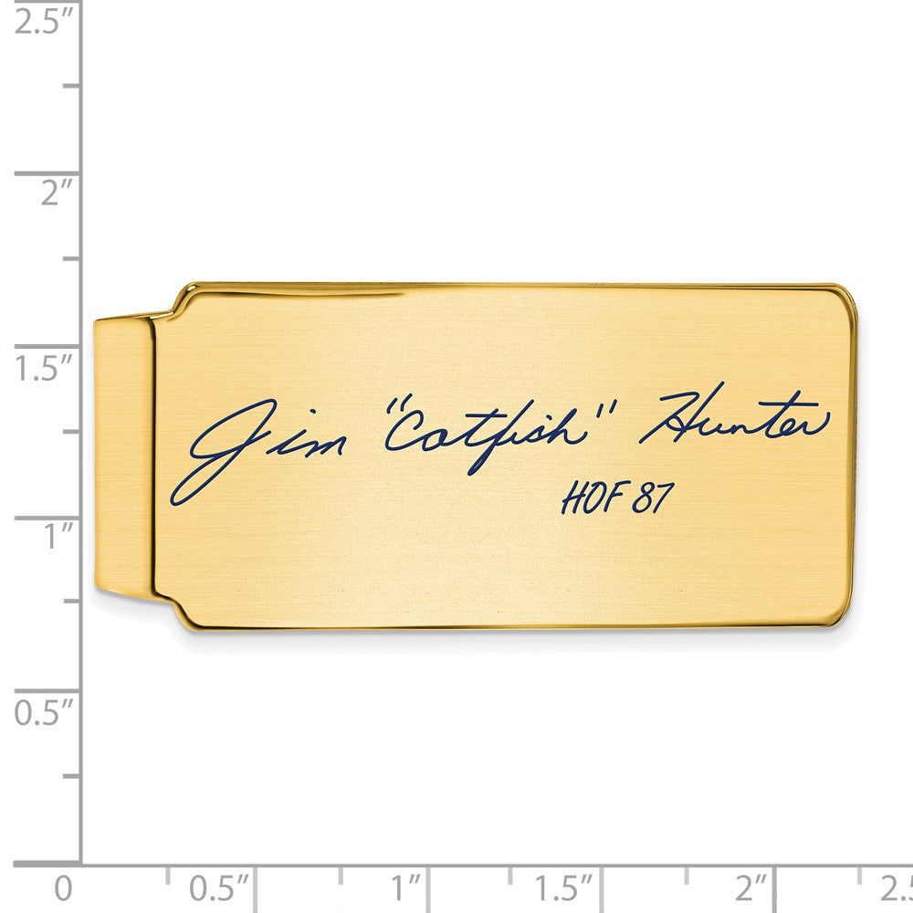 Alternate view of the 14K Gold Plated Silver Catfish Hunter HOF Epoxy Signature Money Clip by The Black Bow Jewelry Co.