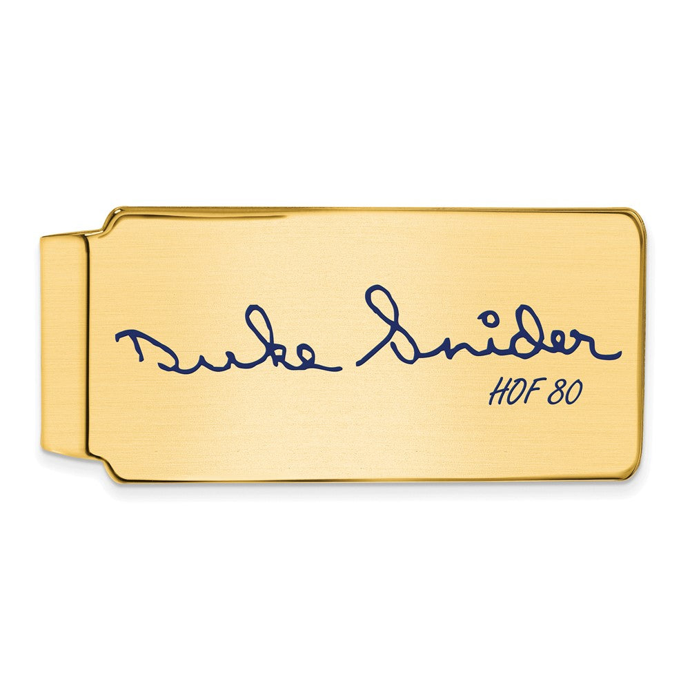 14K Gold Plated Silver Duke Snider HOF Epoxy Signature Money Clip, Item M11635 by The Black Bow Jewelry Co.