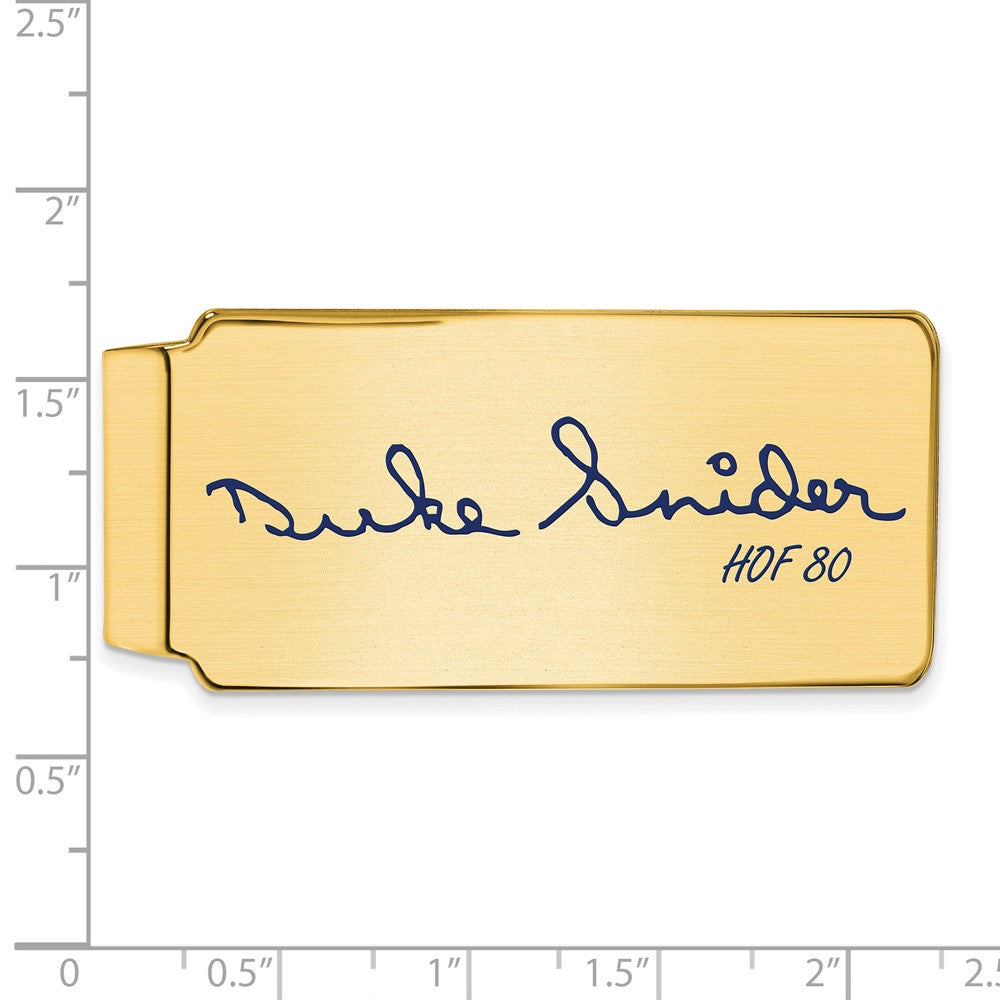 Alternate view of the 14K Gold Plated Silver Duke Snider HOF Epoxy Signature Money Clip by The Black Bow Jewelry Co.