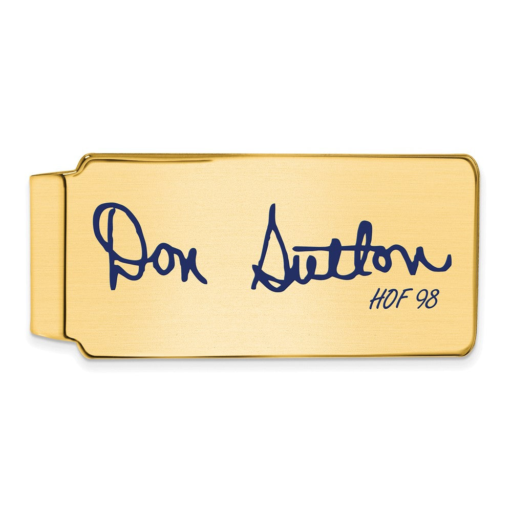 14K Gold Plated Silver Don Sutton HOF Epoxy Signature Money Clip, Item M11636 by The Black Bow Jewelry Co.