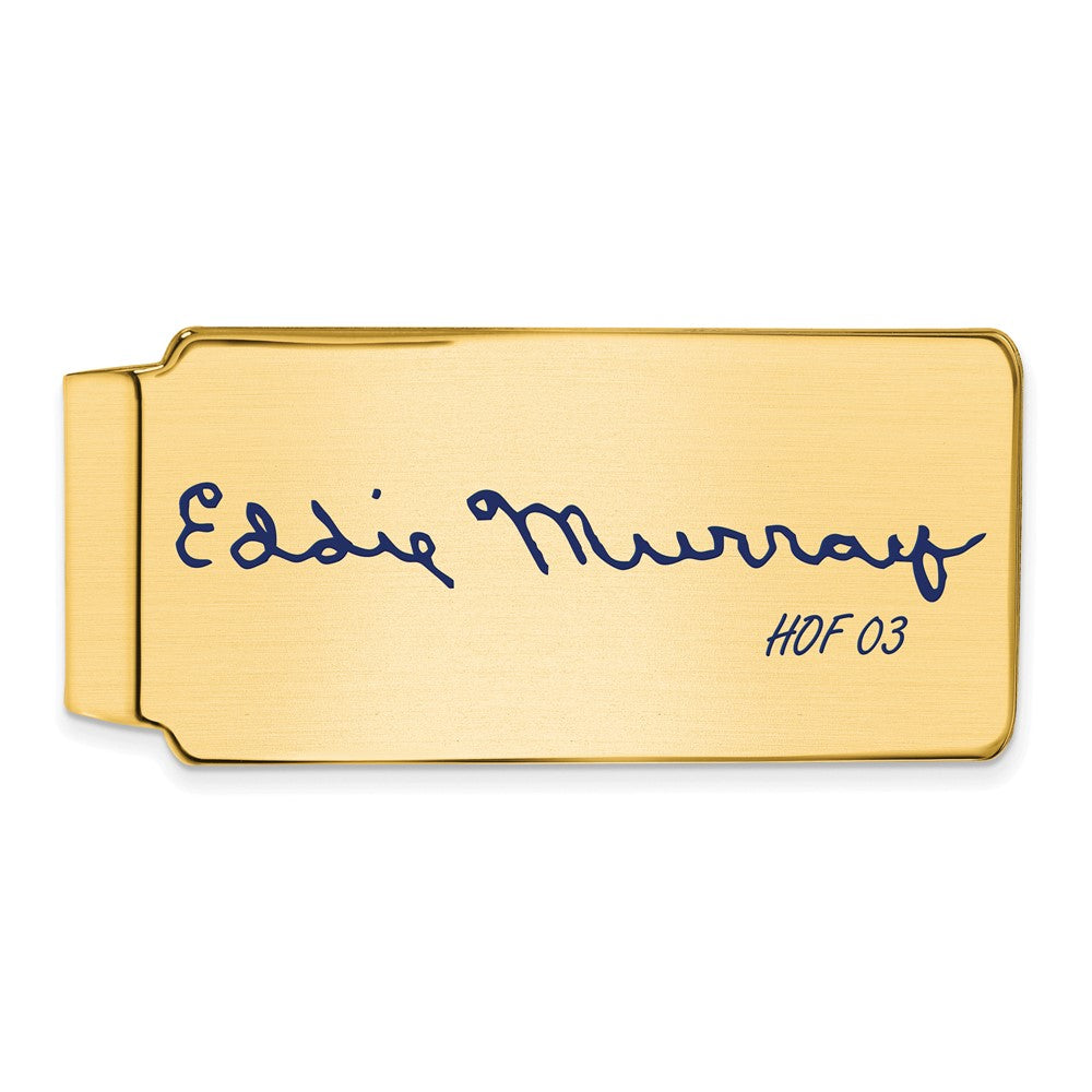 14K Gold Plated Silver Eddie Murray HOF Epoxy Signature Money Clip, Item M11639 by The Black Bow Jewelry Co.