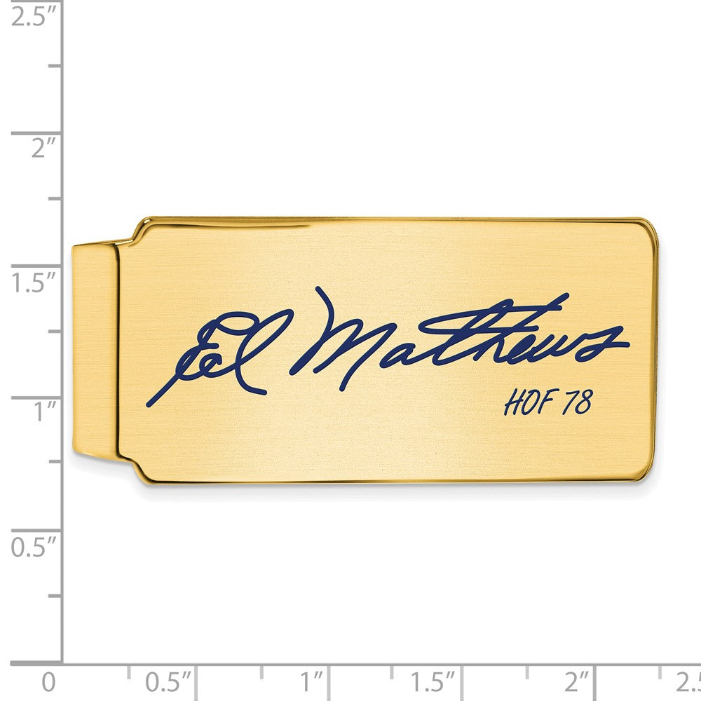 Alternate view of the 14K Gold Plated Silver Eddie Mathews HOF Epoxy Signature Money Clip by The Black Bow Jewelry Co.