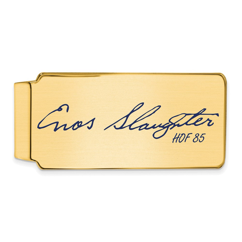 14K Gold Plated Silver Enos Slaughter HOF Epoxy Signature Money Clip, Item M11641 by The Black Bow Jewelry Co.