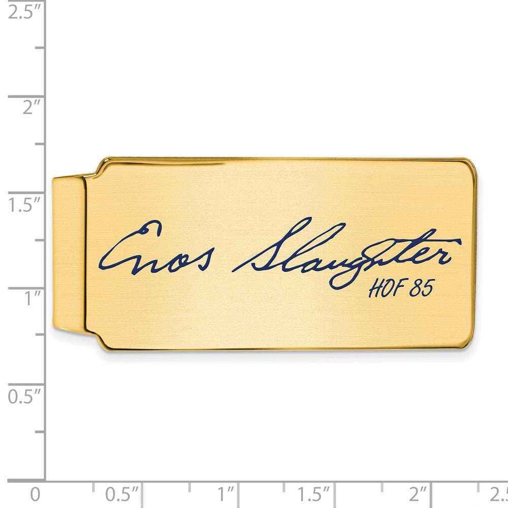Alternate view of the 14K Gold Plated Silver Enos Slaughter HOF Epoxy Signature Money Clip by The Black Bow Jewelry Co.