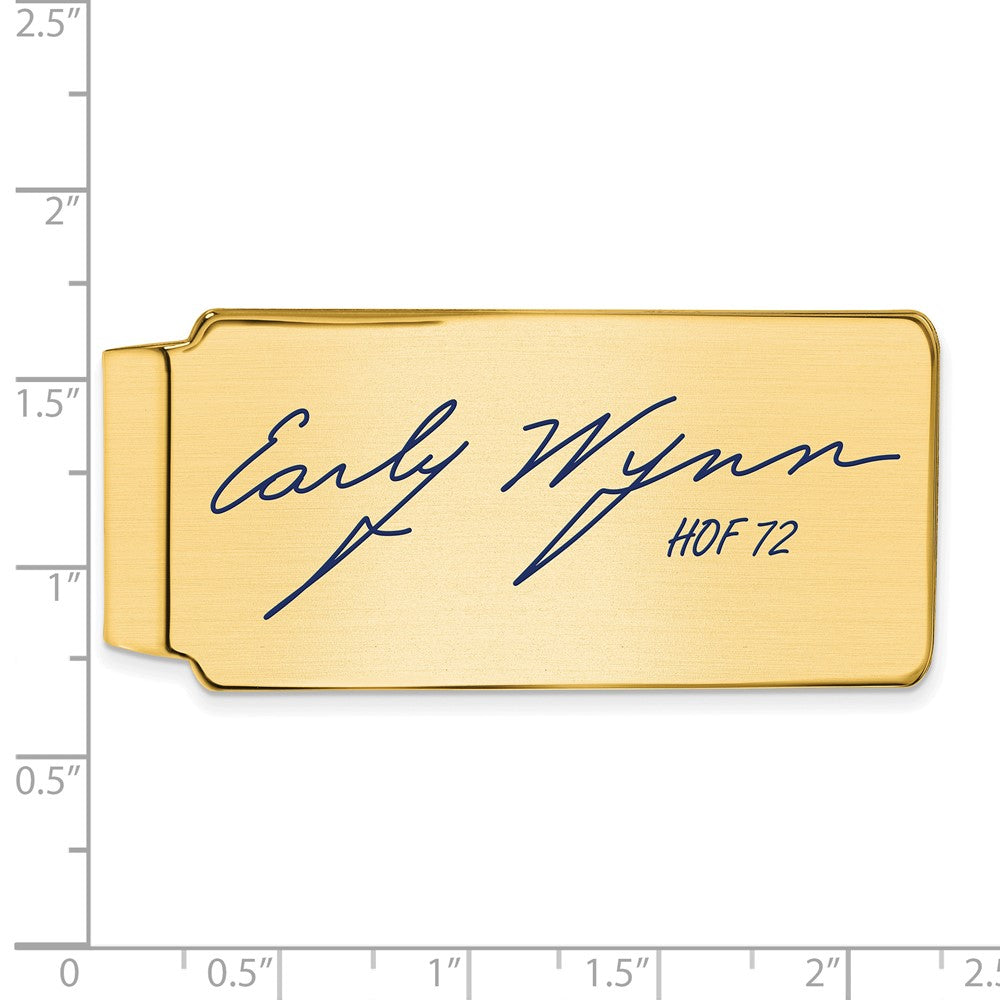 Alternate view of the 14K Gold Plated Silver Early Wynn HOF Epoxy Signature Money Clip by The Black Bow Jewelry Co.