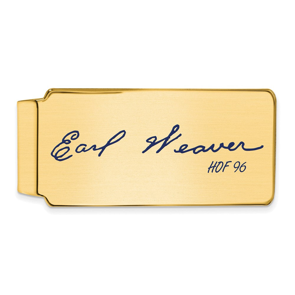 14K Gold Plated Silver Earl Weaver HOF Epoxy Signature Money Clip, Item M11643 by The Black Bow Jewelry Co.