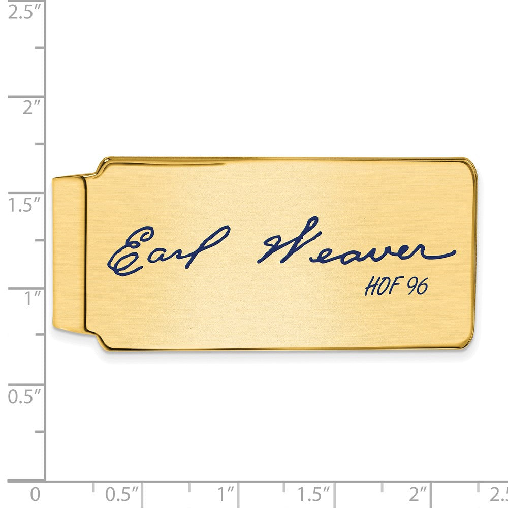 Alternate view of the 14K Gold Plated Silver Earl Weaver HOF Epoxy Signature Money Clip by The Black Bow Jewelry Co.