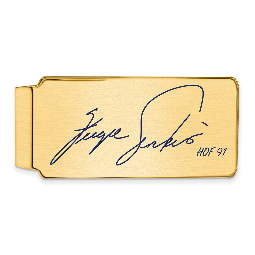 14K Gold Plated Silver Fergie Jenkins HOF Epoxy Signature Money Clip, Item M11644 by The Black Bow Jewelry Co.