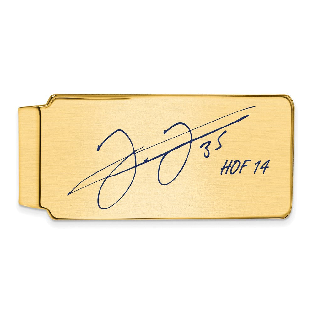 14K Gold Plated Silver Frank Thomas HOF Epoxy Signature Money Clip, Item M11645 by The Black Bow Jewelry Co.
