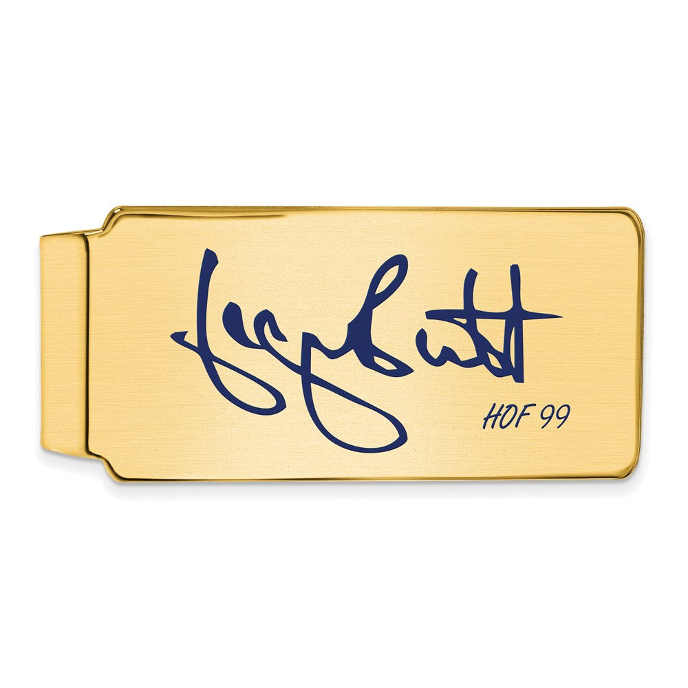 14K Gold Plated Silver George Brett HOF Epoxy Signature Money Clip, Item M11646 by The Black Bow Jewelry Co.