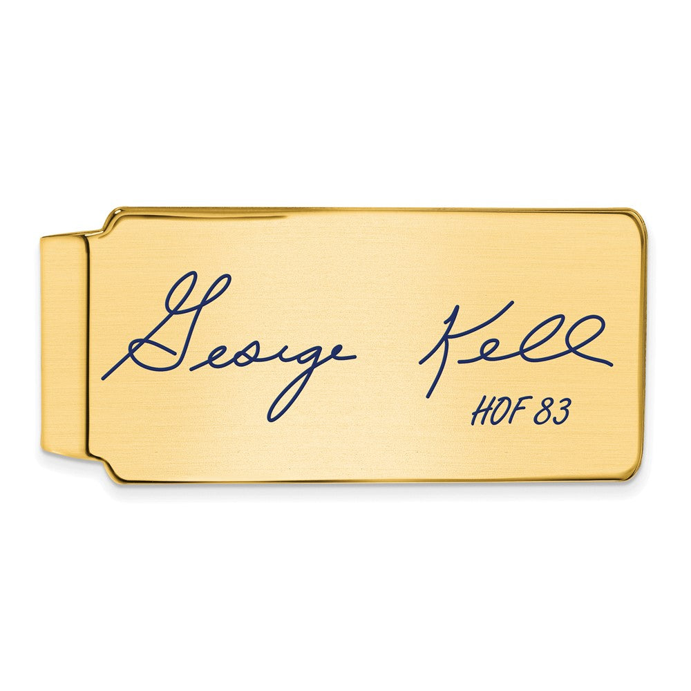 14K Gold Plated Silver George Kell HOF Epoxy Signature Money Clip, Item M11648 by The Black Bow Jewelry Co.