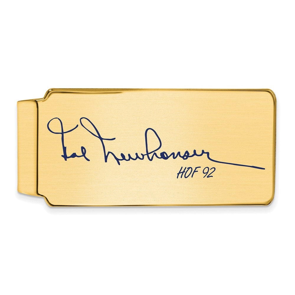 14K Gold Plated Silver Hal Newhouser HOF Epoxy Signature Money Clip, Item M11651 by The Black Bow Jewelry Co.