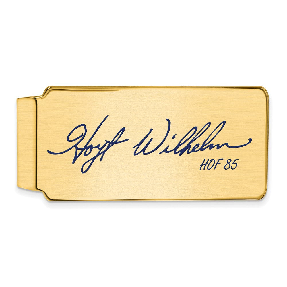 14K Gold Plated Silver Hoyt Wilhelm HOF Epoxy Signature Money Clip, Item M11652 by The Black Bow Jewelry Co.
