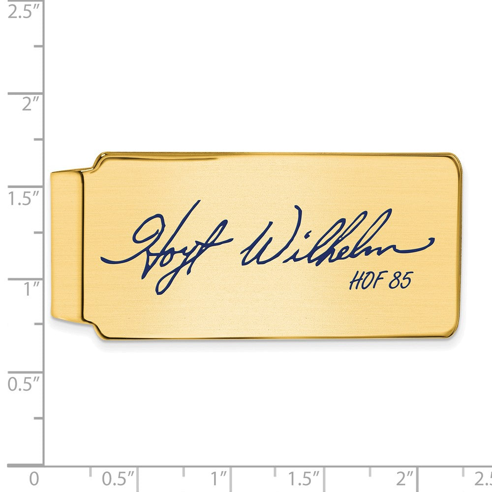 Alternate view of the 14K Gold Plated Silver Hoyt Wilhelm HOF Epoxy Signature Money Clip by The Black Bow Jewelry Co.