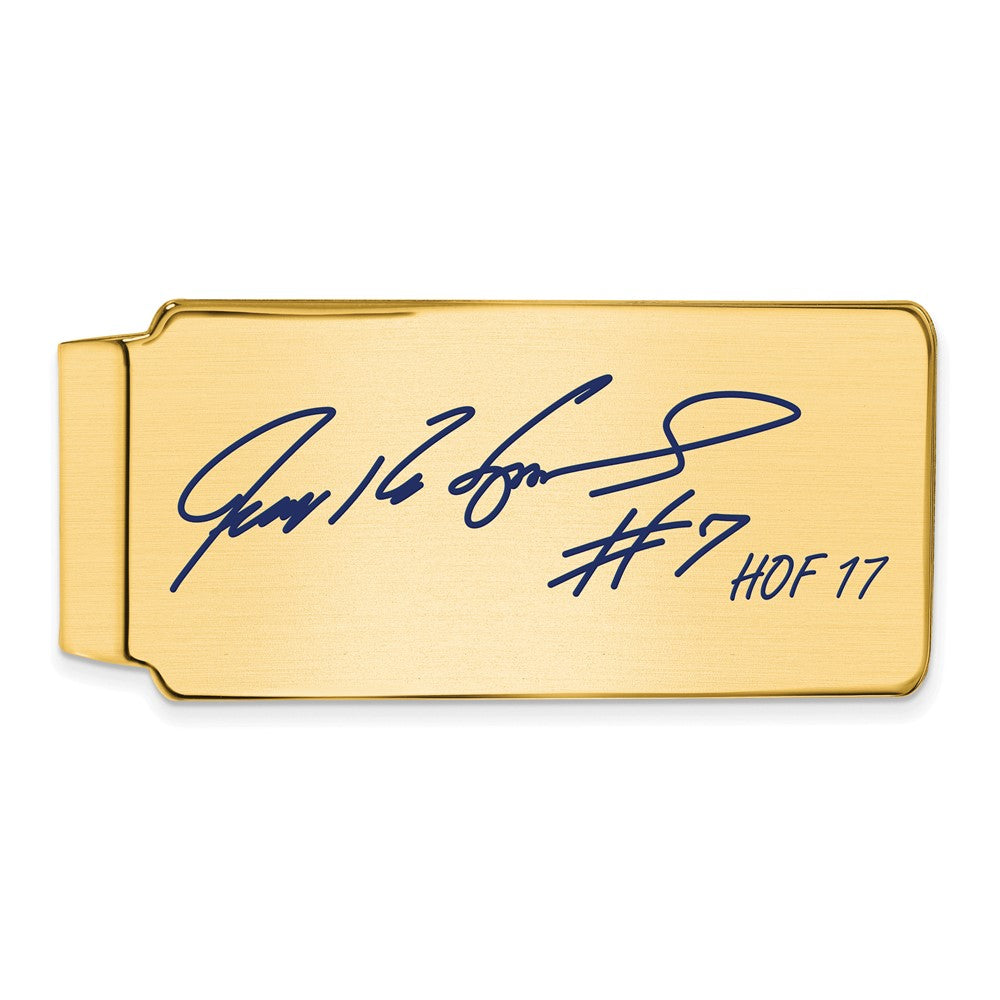 14K Gold Plated Silver Ivan Rodriguez HOF Epoxy Signature Money Clip, Item M11653 by The Black Bow Jewelry Co.