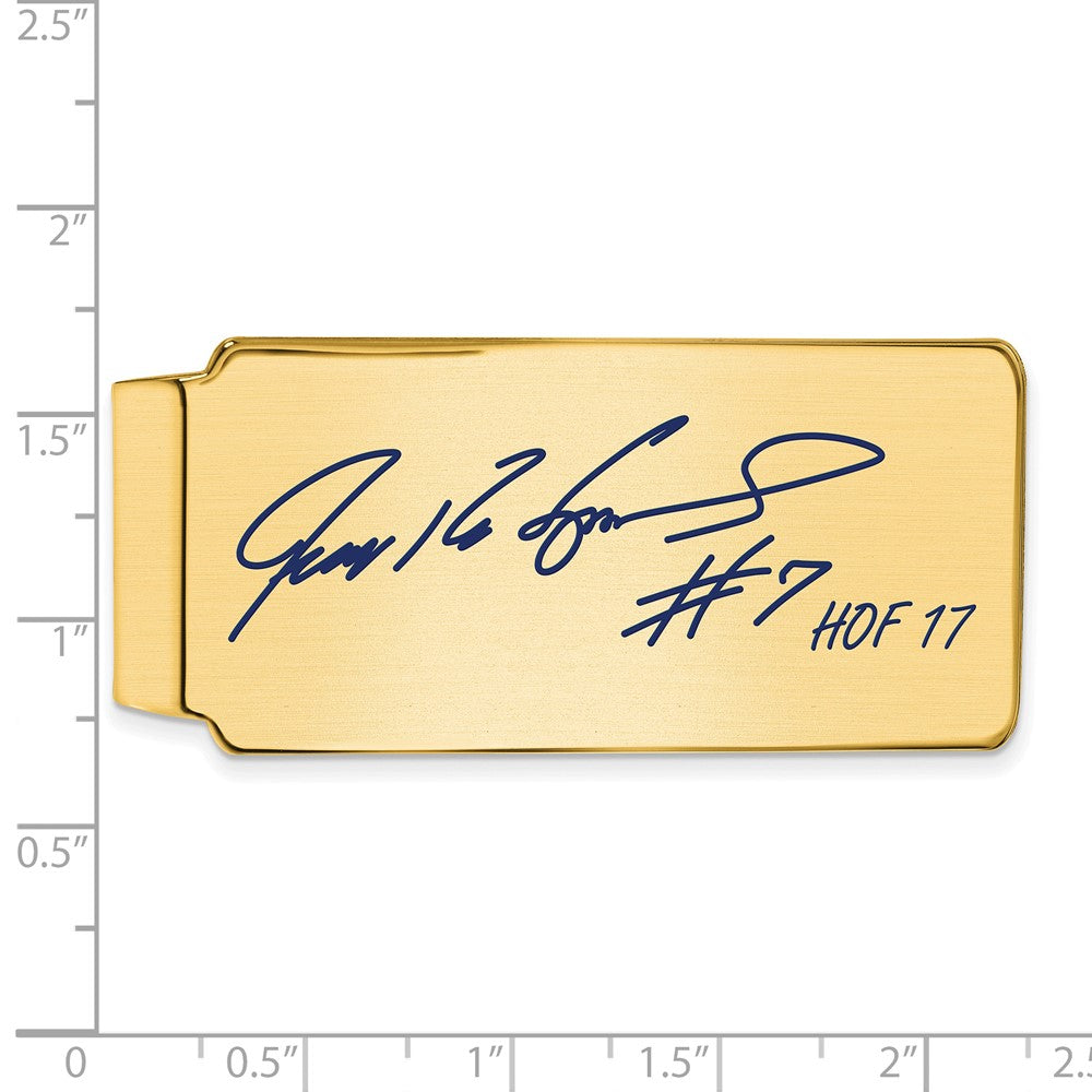 Alternate view of the 14K Gold Plated Silver Ivan Rodriguez HOF Epoxy Signature Money Clip by The Black Bow Jewelry Co.