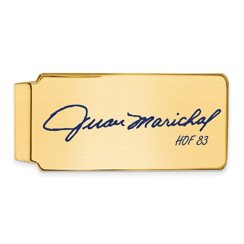 14K Gold Plated Silver Juan Marichal HOF Epoxy Signature Money Clip, Item M11657 by The Black Bow Jewelry Co.