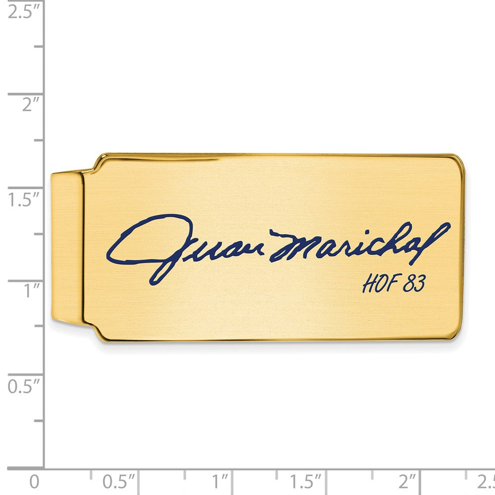 Alternate view of the 14K Gold Plated Silver Juan Marichal HOF Epoxy Signature Money Clip by The Black Bow Jewelry Co.