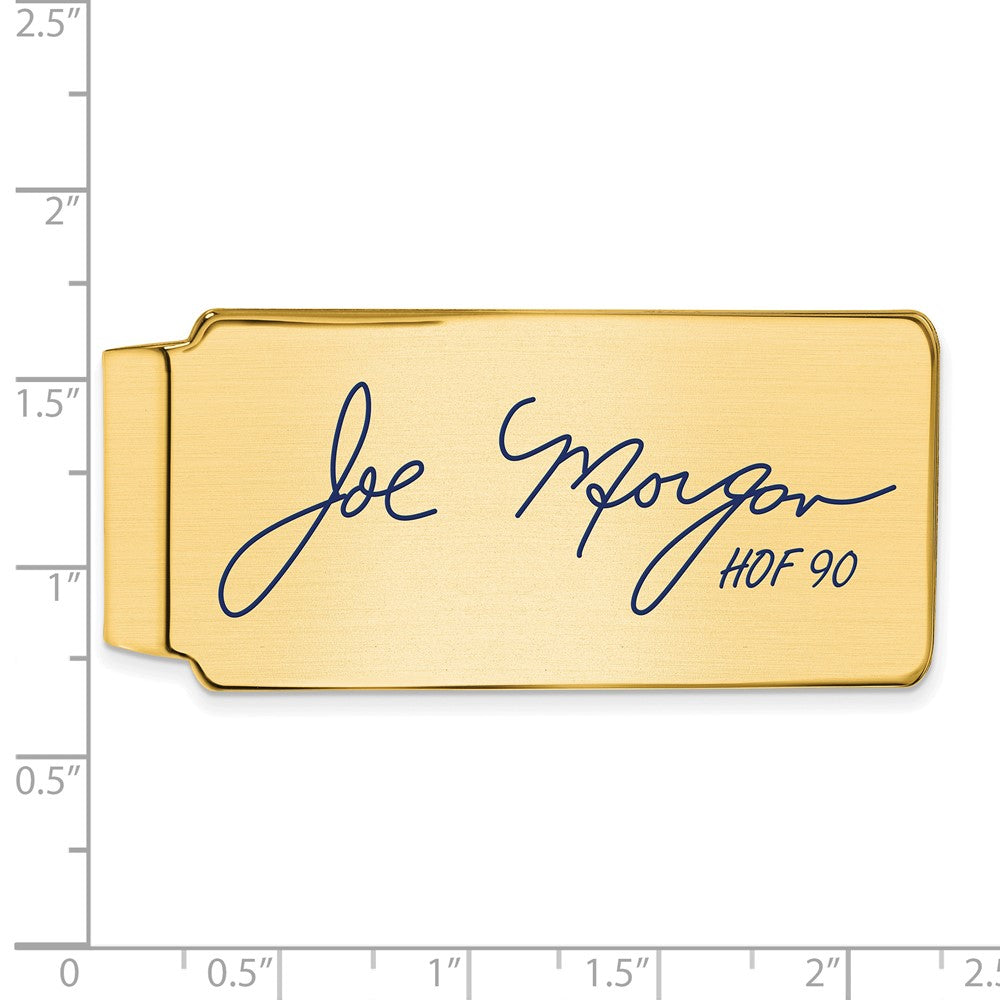 Alternate view of the 14K Gold Plated Silver Joe Morgan HOF Epoxy Signature Money Clip by The Black Bow Jewelry Co.