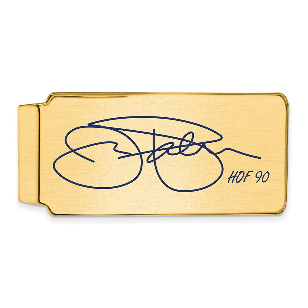 14K Gold Plated Silver Jim Palmer HOF Epoxy Signature Money Clip, Item M11659 by The Black Bow Jewelry Co.