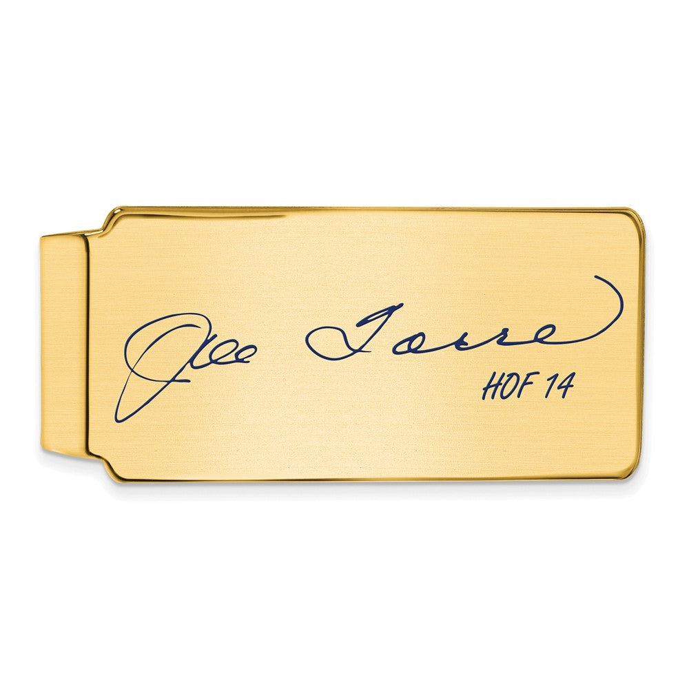 14K Gold Plated Silver Joe Torre HOF Epoxy Signature Money Clip, Item M11661 by The Black Bow Jewelry Co.