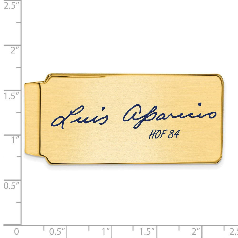 Alternate view of the 14K Gold Plated Silver Luis Aparicio HOF Epoxy Signature Money Clip by The Black Bow Jewelry Co.