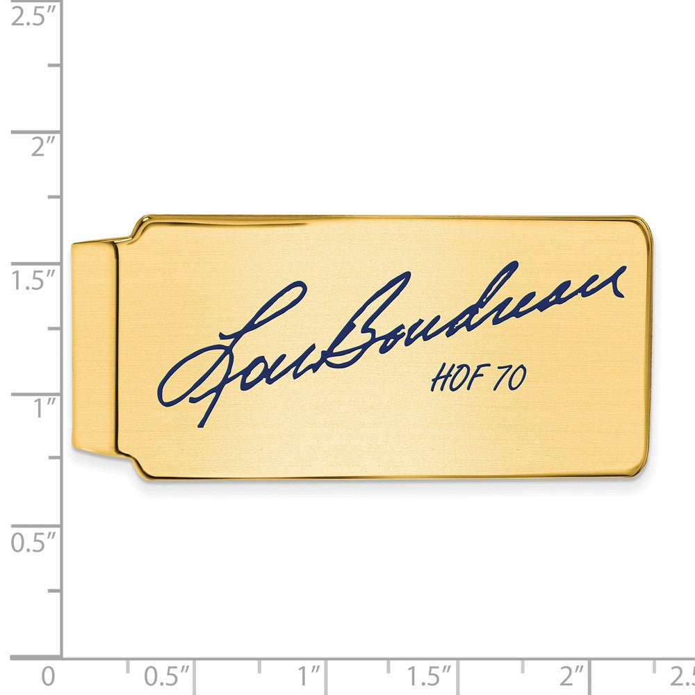 Alternate view of the 14K Gold Plated Silver Lou Boudreau HOF Epoxy Signature Money Clip by The Black Bow Jewelry Co.