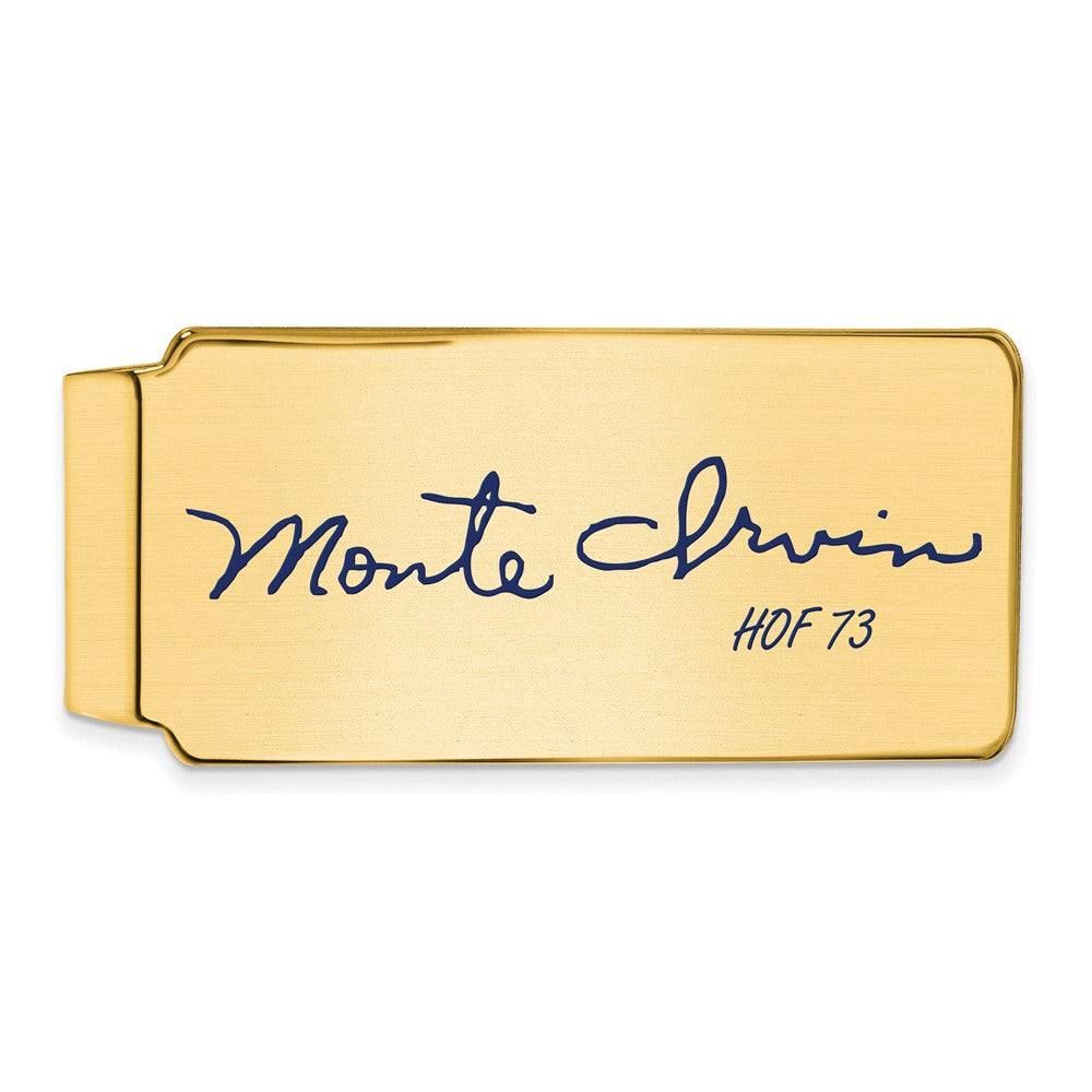 14K Gold Plated Silver Monte Irvin HOF Epoxy Signature Money Clip, Item M11667 by The Black Bow Jewelry Co.