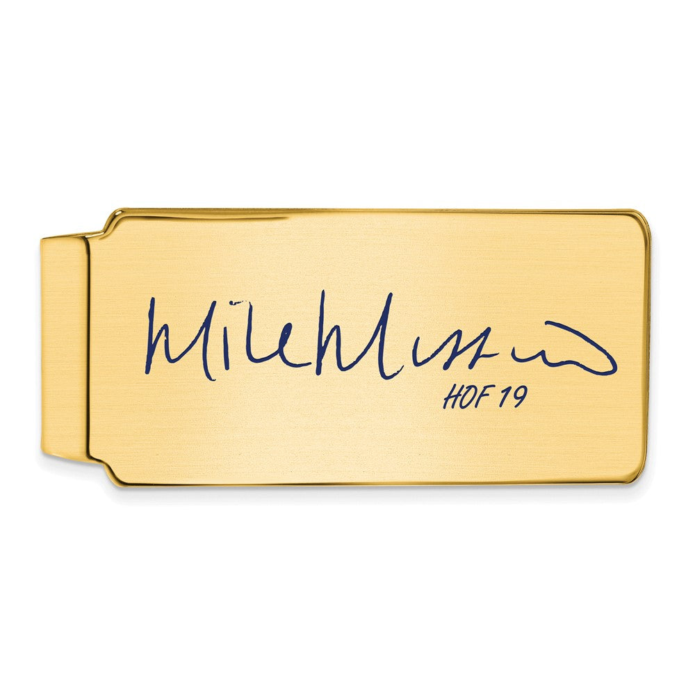 14K Gold Plated Silver Mike Mussina HOF Epoxy Signature Money Clip, Item M11668 by The Black Bow Jewelry Co.
