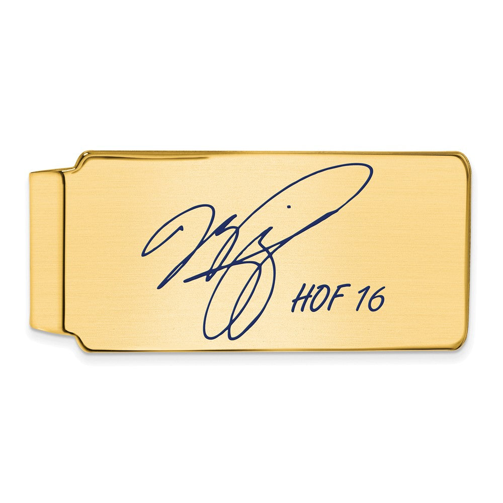 14K Gold Plated Silver Mike Piazza HOF Epoxy Signature Money Clip, Item M11669 by The Black Bow Jewelry Co.