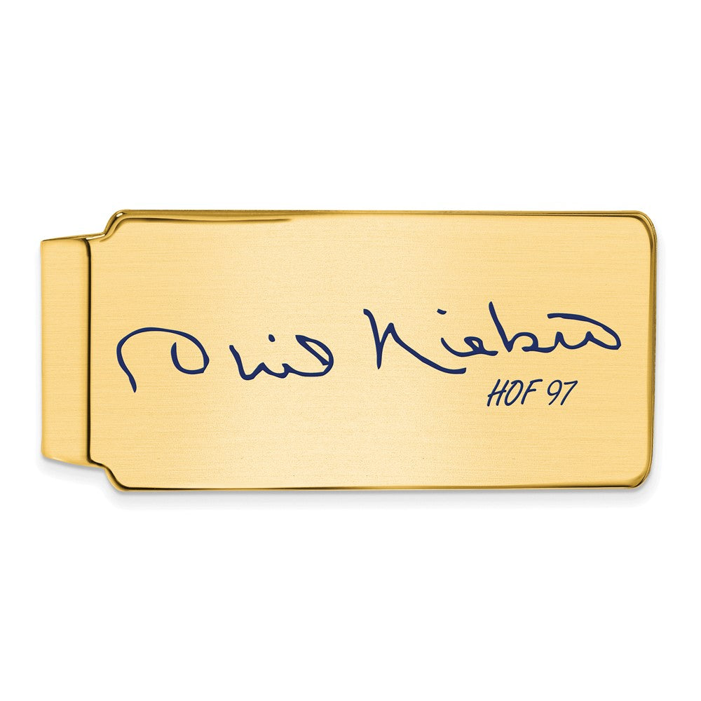 14K Gold Plated Silver Phil Niekro HOF Epoxy Signature Money Clip, Item M11672 by The Black Bow Jewelry Co.