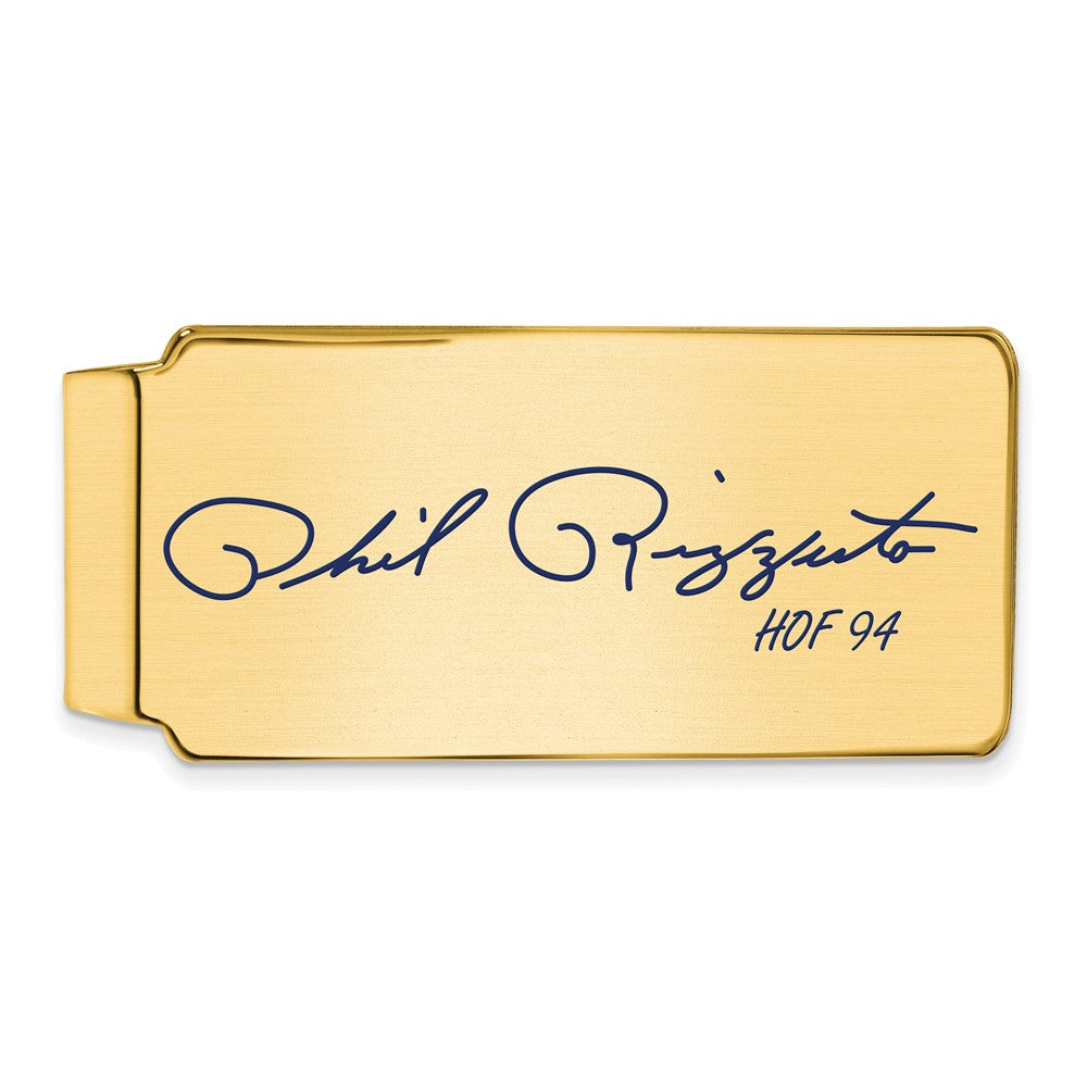14K Gold Plated Silver Phil Rizzuto HOF Epoxy Signature Money Clip, Item M11673 by The Black Bow Jewelry Co.