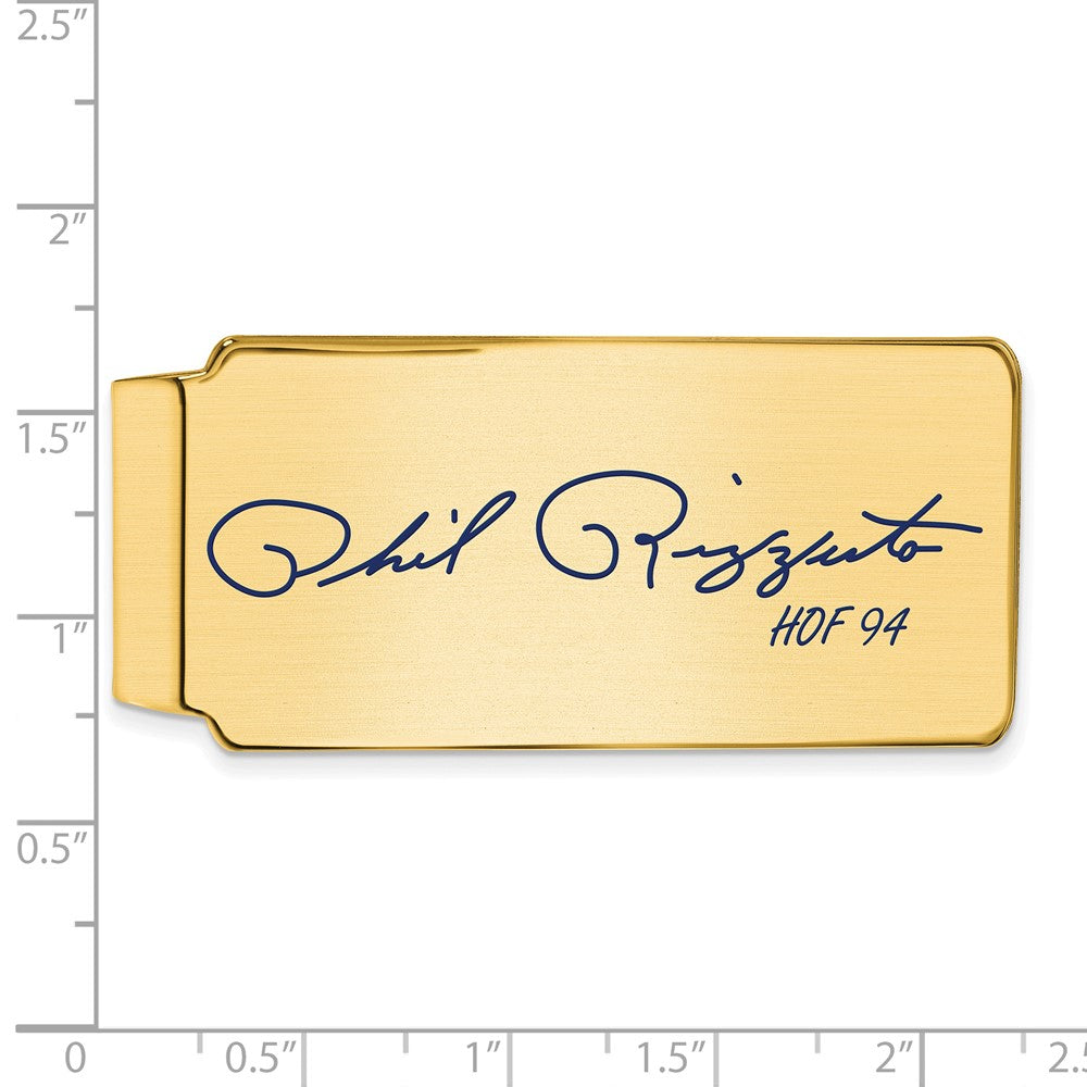 Alternate view of the 14K Gold Plated Silver Phil Rizzuto HOF Epoxy Signature Money Clip by The Black Bow Jewelry Co.