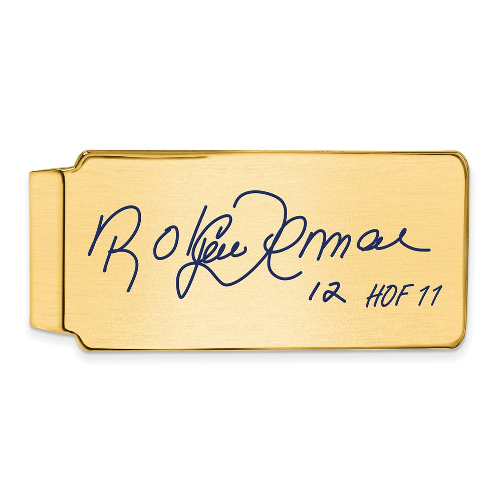 14K Gold Plated Silver Roberto Alomar HOF Epoxy Signature Money Clip, Item M11674 by The Black Bow Jewelry Co.