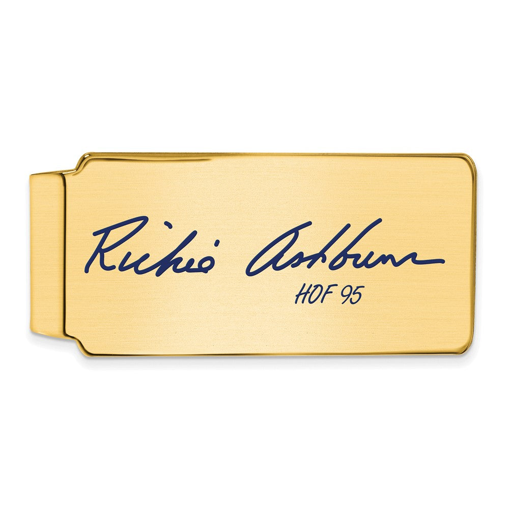 14K Gold Plated Silver Richie Ashburn HOF Epoxy Signature Money Clip, Item M11675 by The Black Bow Jewelry Co.