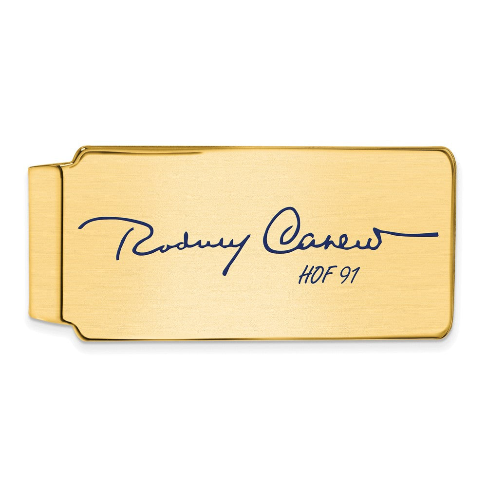 14K Gold Plated Silver Rod Carew HOF Epoxy Signature Money Clip, Item M11676 by The Black Bow Jewelry Co.