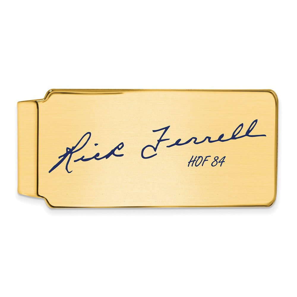 14K Gold Plated Silver Rick Ferrell HOF Epoxy Signature Money Clip, Item M11677 by The Black Bow Jewelry Co.
