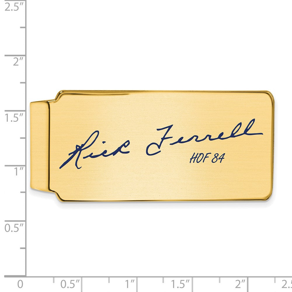 Alternate view of the 14K Gold Plated Silver Rick Ferrell HOF Epoxy Signature Money Clip by The Black Bow Jewelry Co.