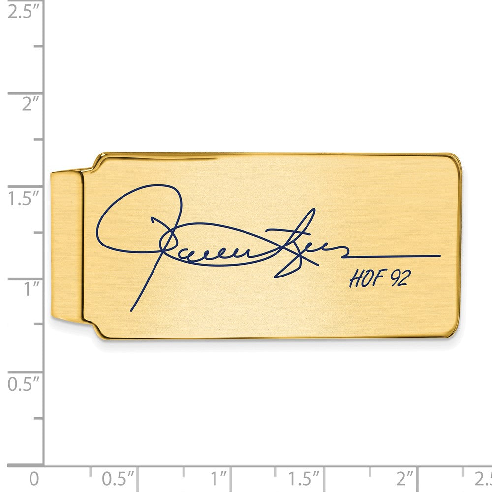 Alternate view of the 14K Gold Plated Silver Rollie Fingers HOF Epoxy Signature Money Clip by The Black Bow Jewelry Co.