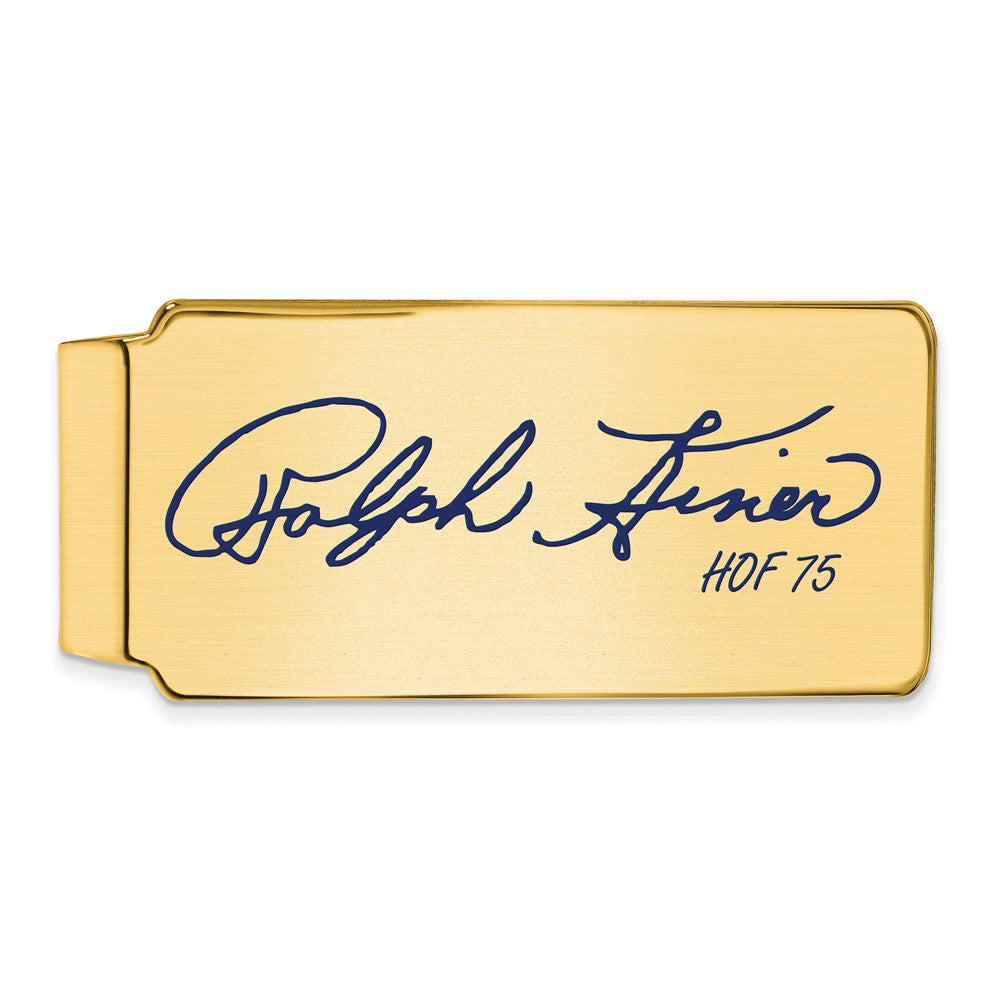 14K Gold Plated Silver Ralph Kiner HOF Epoxy Signature Money Clip, Item M11680 by The Black Bow Jewelry Co.
