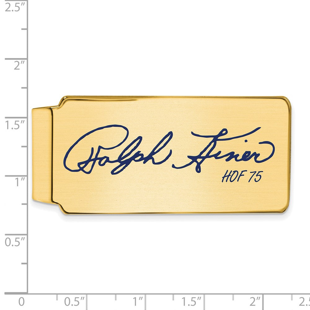Alternate view of the 14K Gold Plated Silver Ralph Kiner HOF Epoxy Signature Money Clip by The Black Bow Jewelry Co.
