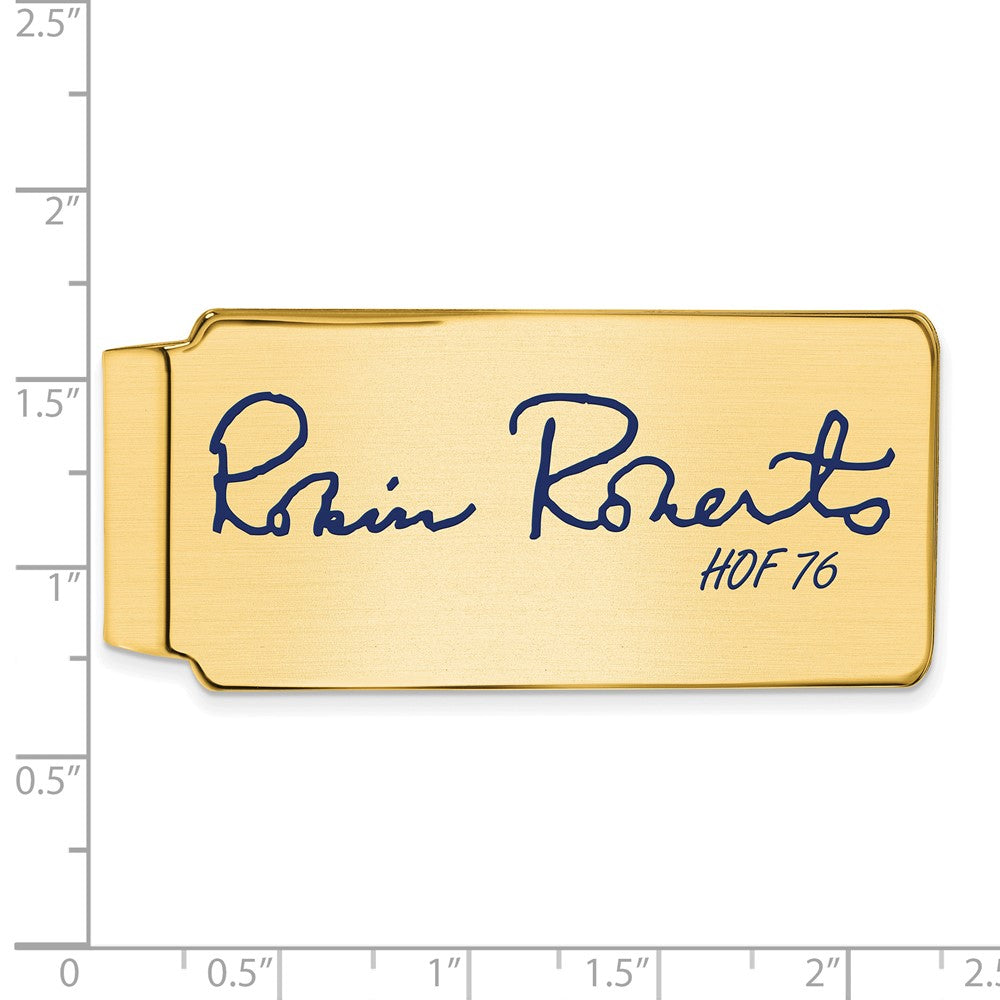 Alternate view of the 14K Gold Plated Silver Robin Roberts HOF Epoxy Signature Money Clip by The Black Bow Jewelry Co.