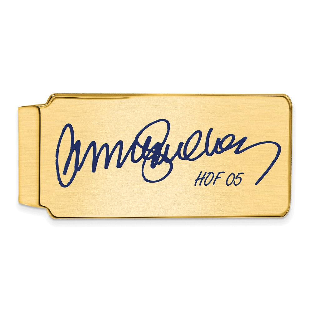 14K Gold Plated Silver Ryne Sandberg HOF Epoxy Signature Money Clip, Item M11682 by The Black Bow Jewelry Co.