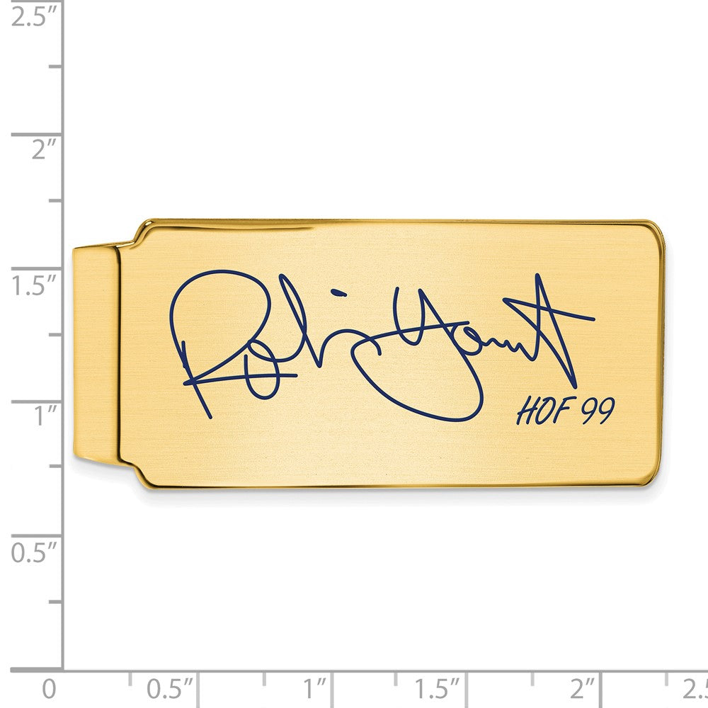 Alternate view of the 14K Gold Plated Silver Robin Yount HOF Epoxy Signature Money Clip by The Black Bow Jewelry Co.